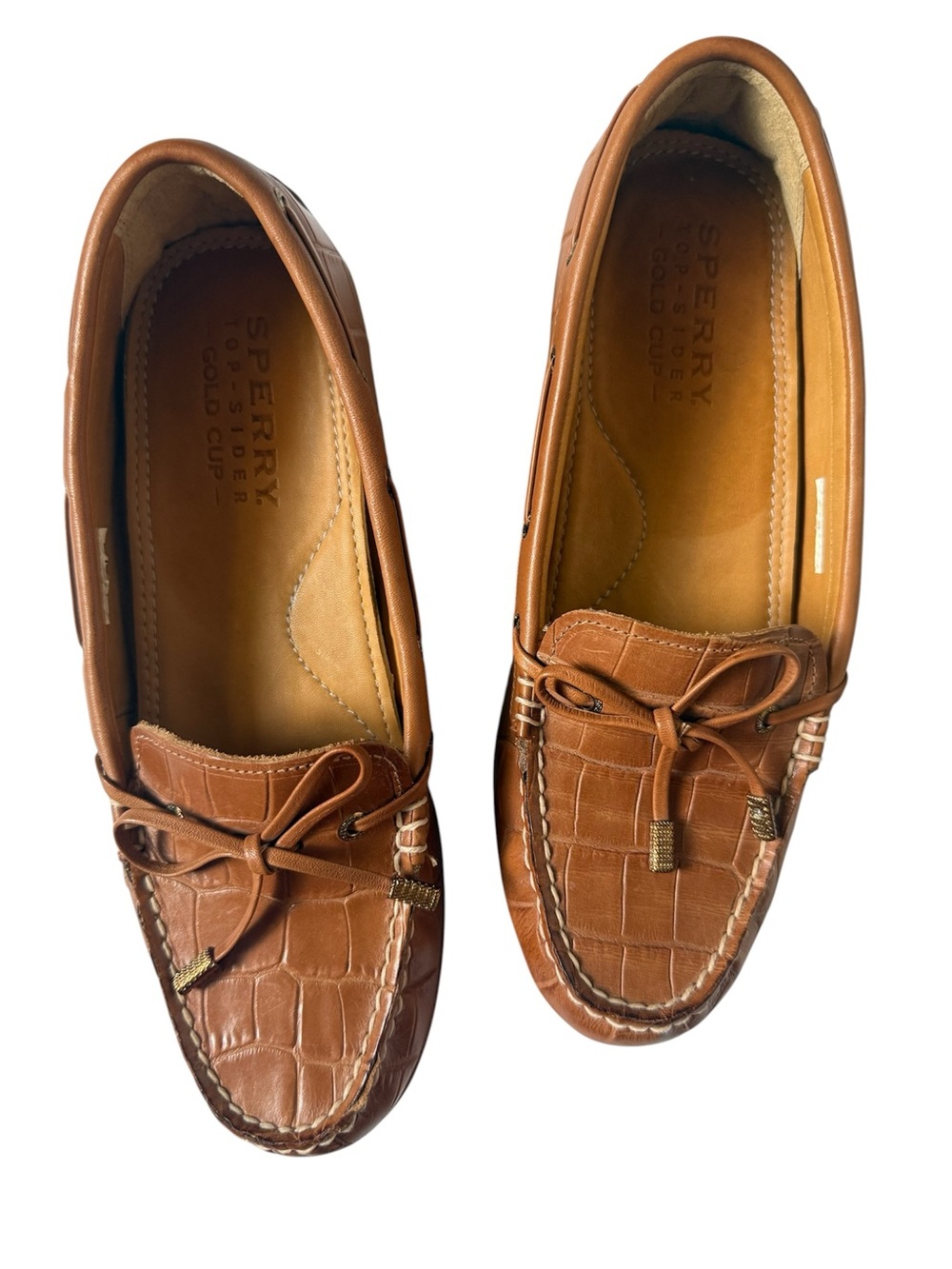 Sperry Top-Sider Gold Cup Embossed Leather Loafers Tan Women’s 6